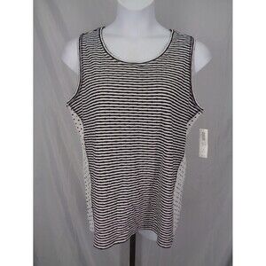Chicos Zenergy Stripe Dot Black White Tank Top Size 3 (16/18) XL New